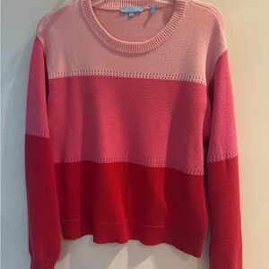 Draper James Pink and Red Crew Neck Sweater